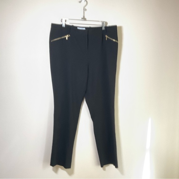 Calvin Klein Women’s Suit Pants with Gold Zipper Pockets Black Size 12 - Picture 2 of 7